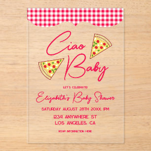 Invitaciones Acrílicas Ciao Baby Ducha de Bebé Italiana
