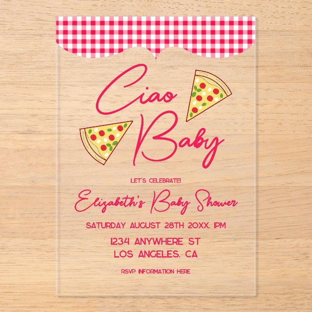 Invitaciones Acrílicas Ciao Baby Italian Baby Shower (Anverso)