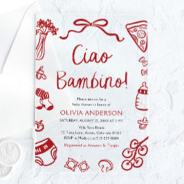 Invitaciones Acrílicas Ciao Bambino Whimsical Italiana Pizza Baby Shower