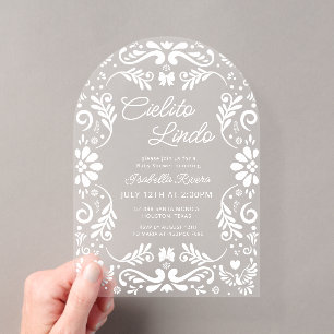 Invitaciones Acrílicas Cielito Lindo Fiesta de Bebé Mexicana Moderna
