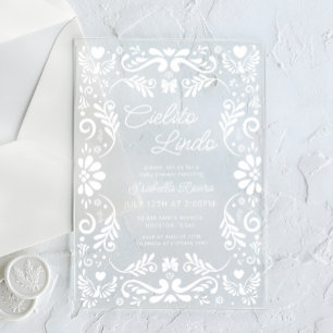 Invitaciones Acrílicas Cielito Lindo Fiesta Mexicana para Bebé