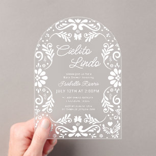 Invitaciones Acrílicas Cielito Lindo Mexicano Moderno Baby Shower
