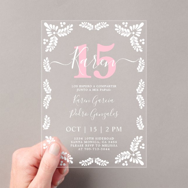 Invitaciones Acrílicas Cielito Lindo Quinceanera (Insitu (portátil))
