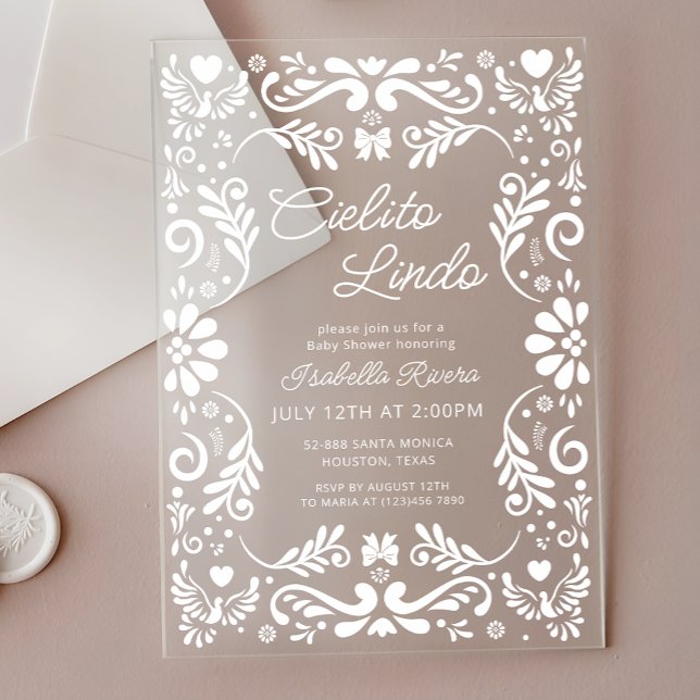 Invitaciones Acrílicas Cielito Lindo Talavera Baby Shower mexicano (Subido por el creador)