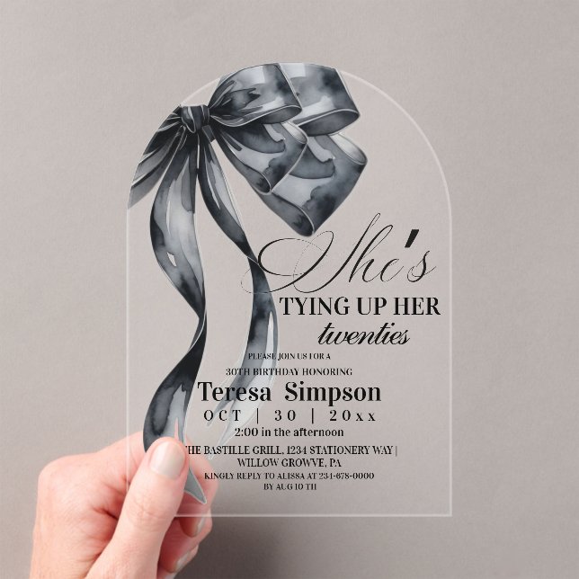 Invitaciones Acrílicas Cinta Negra Cumpleaños 30 Acrílico (Insitu (portátil))