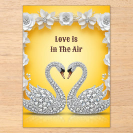 Invitaciones Acrílicas Cisnes Románticos de Cristal de Diamante Escena Cá