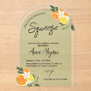 Invitaciones Acrílicas Citrus Encontró a su Gran Amor Desayuno Nupcial