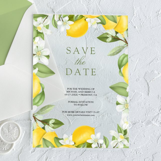 Invitaciones Acrílicas Citrus Lemon Orchard Wedding Save the Date (Subido por el creador)