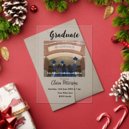 Invitaciones Acrílicas clase blanca negra clásica añada graduación de sch