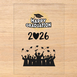 Invitaciones Acrílicas Clase de 2026 Feliz Graduación - Minimalista 