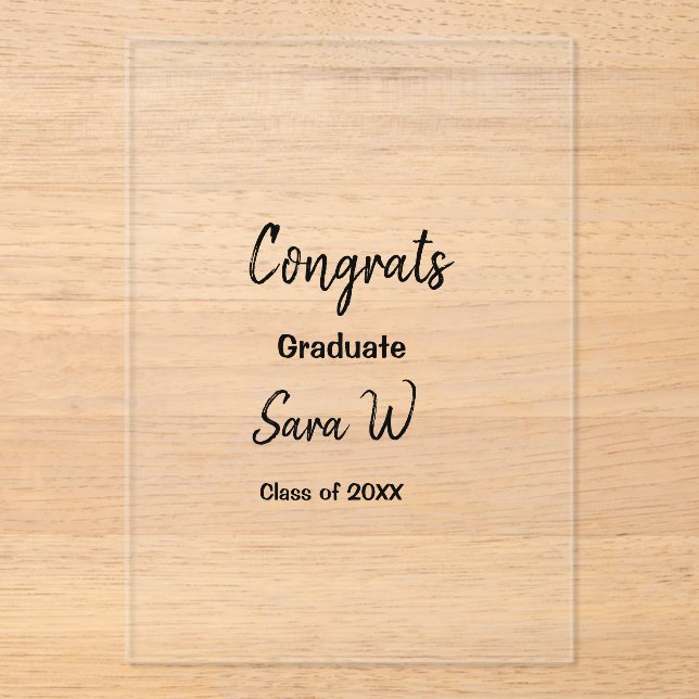 Invitaciones Acrílicas Clase de felicitaciones de add year name school co (Anverso)