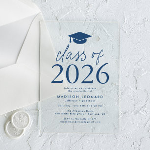 Invitaciones Acrílicas Clase moderna del Partido de Graduación Naval 2025