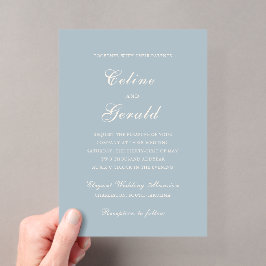 Invitaciones Acrílicas Clásica Boda Elegante Azul Muerto