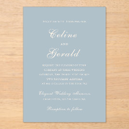 Invitaciones Acrílicas Clásica Boda Elegante Azul Muerto