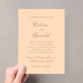 Invitaciones Acrílicas Clásica Boda Elegante de Peach