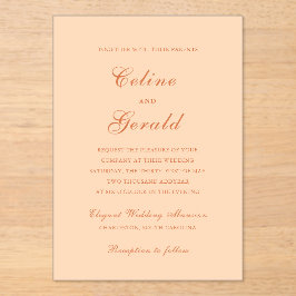 Invitaciones Acrílicas Clásica Boda Elegante de Peach