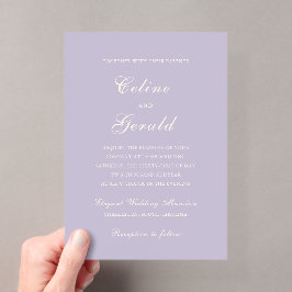 Invitaciones Acrílicas Clásica Boda Elegante Lilac
