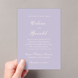 Invitaciones Acrílicas Clásica Boda Elegante Lilac