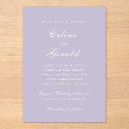 Invitaciones Acrílicas Clásica Boda Elegante Lilac