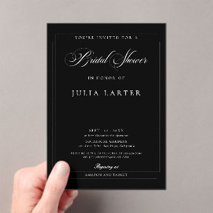 Invitaciones Acrílicas Clásica lluvia de boda de novia con caligrafía en