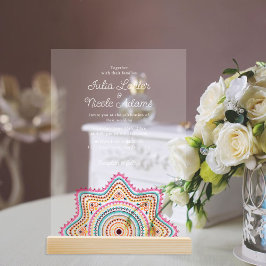 Invitaciones Acrílicas Clásica Ornate Art Deco Estilo Mandala Boda
