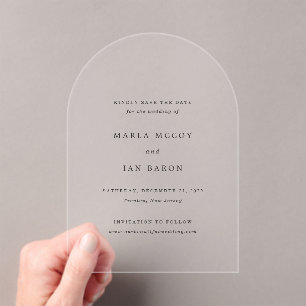 Invitaciones Acrílicas Clásico Ahorro de Fecha de Boda Tradicional
