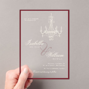 Invitaciones Acrílicas Clásico Dinero Antiguo Rojo Profundo Retro Atempor
