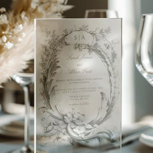 Invitaciones Acrílicas Clásico Elegante Floral Rococó Francés