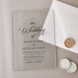 Invitaciones Acrílicas Clásico Elegante Script Minimalista Boda