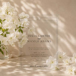 Invitaciones Acrílicas Clásico Marfil Negro Simple Minimalista Boda