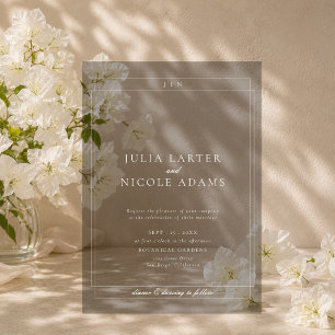 Invitaciones Acrílicas Clásico Marfil Negro Simple Minimalista Boda