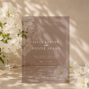 Invitaciones Acrílicas Clásico Marrón Marfil Simple Minimalista Boda