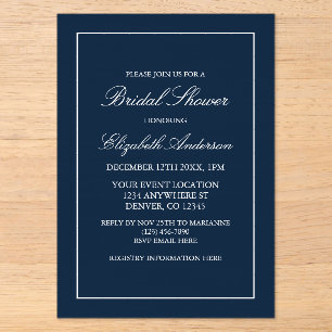 Invitaciones Acrílicas Clásico Minimalista Fiesta de Despedida de Soltera