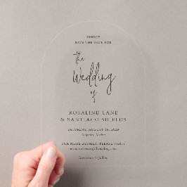 Invitaciones Acrílicas Clásico Moderno Ahorra la Fecha de Boda
