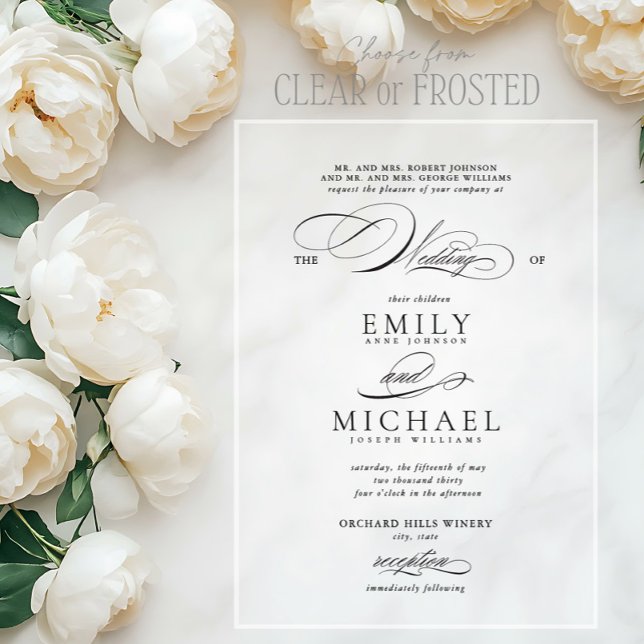 Invitaciones Acrílicas Clásico Moderno Elegante Boda con Letra Script (Subido por el creador)
