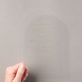 Invitaciones Acrílicas Clásico Monograma Neutro Elegante Boda