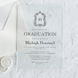 Invitaciones Acrílicas Clásico Partido de Graduación con Cresta de Monogr