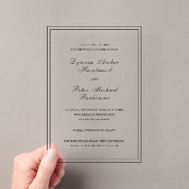 Invitaciones Acrílicas Clásico Save the Date de Boda en Blanco y Negro
