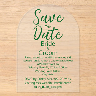 Invitaciones Acrílicas Clásico Simple Bodas Escarchadas de San Patricio
