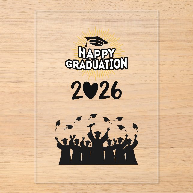 Invitaciones Acrílicas Class of 2026 Happy Graduation - Minimalist  (Anverso)