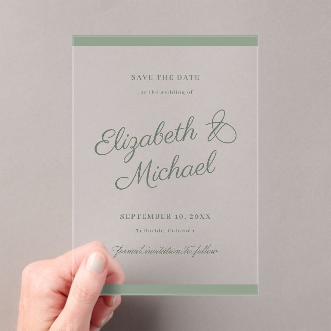 Invitaciones Acrílicas Classic Border Save the Date Flat Card (Insitu (portátil))