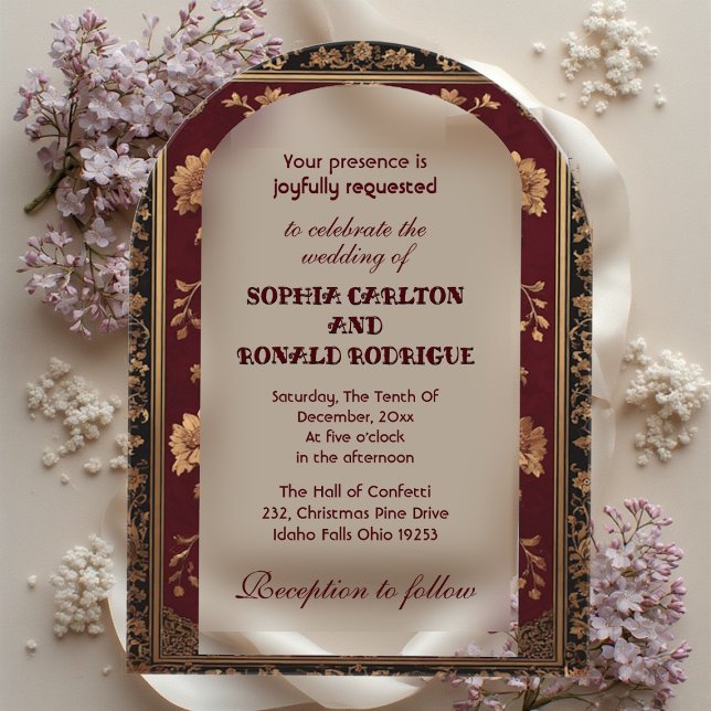 Invitaciones Acrílicas Classic Christmas Chinoiserie Traditional Wedding (Classic Christmas Chinoiserie Traditional Wedding Acrylic Invitations)