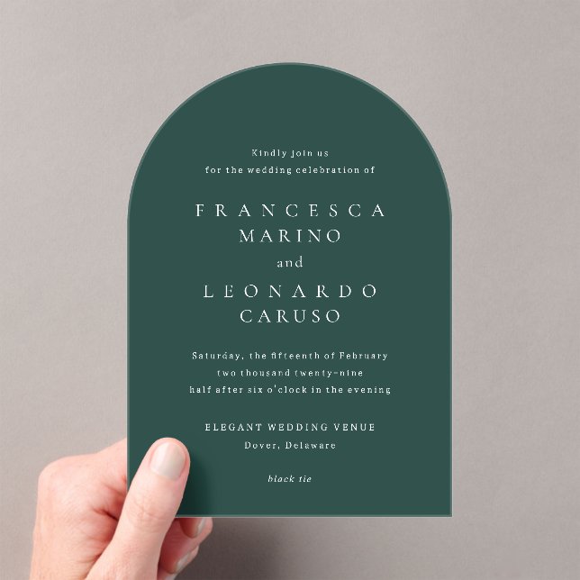 Invitaciones Acrílicas Classic Emerald Green Simple Wedding (Insitu (portátil))