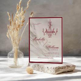 Invitaciones Acrílicas Classic Old Money Deep Red Retro Timeless Wedding