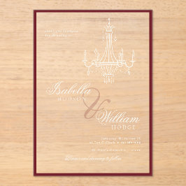 Invitaciones Acrílicas Classic Old Money Deep Red Retro Timeless Wedding