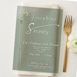 Invitaciones Acrílicas Classic Watercolor Wildflower Sage 70th Birthday