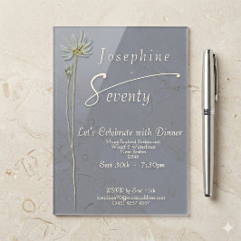 Invitaciones Acrílicas Classic Watercolor Wildflower Slate 70th Birthday