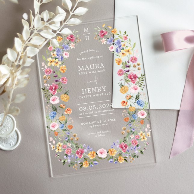 Invitaciones Acrílicas Classy Spring Floral Monogram Wedding (Subido por el creador)
