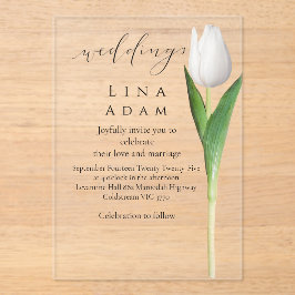 Invitaciones Acrílicas Clear Acrylic Tulip Wedding Invitation