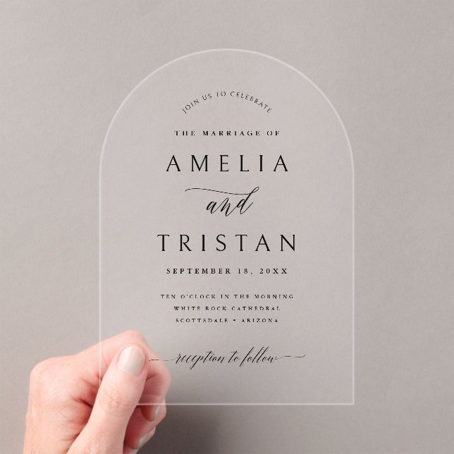 Invitaciones Acrílicas Clear Arch Wedding Calligraphy Invitation Card (Insitu (portátil))